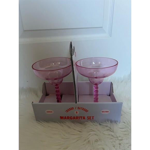 🆕 Party Essentials Margarita Glasses Set of 2 Pink BPA Free 12.5 oz Acrylic - Picture 2 of 7